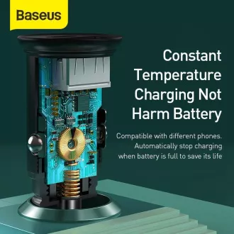 Baseus Golden Contactor duální adaptér do automobilu USB-A QC + USB-C 40W, šedá Baseus Golden Contactor duální adaptér do automobilu USB-A QC + USB-C 40W, šedá