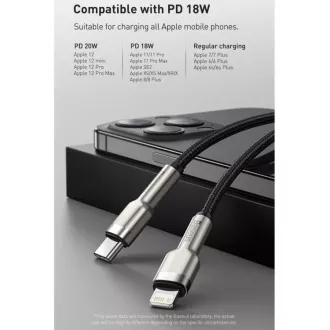 Baseus Cafule Series nabíjecí / datový kabel USB-C na Lightning PD 20W 1m, černá Baseus Cafule Series nabíjecí / datový kabel USB-C na Lightning PD 20W 1m, černá