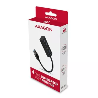 AXAGON HUE-M1A, 4x USB 3.2 Gen 1 MINI hub, kovový, kabel USB-A 20cm AXAGON HUE-M1A, 4x USB 3.2 Gen 1 MINI hub, kovový, kabel USB-A 20cm