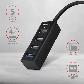AXAGON HUE-M1C, 4x USB 3.2 Gen 1 MINI hub, kovový, kabel USB-C 20cm AXAGON HUE-M1C, 4x USB 3.2 Gen 1 MINI hub, kovový, kabel USB-C 20cm