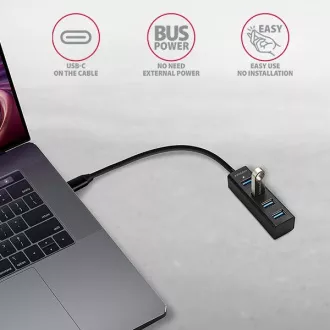 AXAGON HUE-M1C, 4x USB 3.2 Gen 1 MINI hub, kovový, kabel USB-C 20cm AXAGON HUE-M1C, 4x USB 3.2 Gen 1 MINI hub, kovový, kabel USB-C 20cm