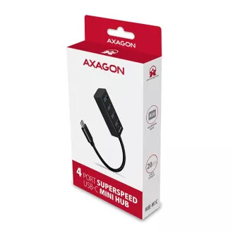 AXAGON HUE-M1C, 4x USB 3.2 Gen 1 MINI hub, kovový, kabel USB-C 20cm AXAGON HUE-M1C, 4x USB 3.2 Gen 1 MINI hub, kovový, kabel USB-C 20cm