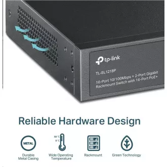TP-Link CCTV switch TL-SL1218P (16x100Mb/s, 1xGbE uplink, 1xGbE/1xSFP combo uplink, 16xPoE+, 150W) TP-Link CCTV switch TL-SL1218P (16x100Mb/s, 1xGbE uplink, 1xGbE/1xSFP combo uplink, 16xPoE+, 150W)