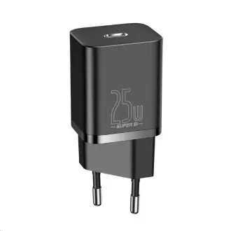 Baseus Super Si rychlonabíječka 1C 25W EU + kabel Type-C/Type-C 3A 1m černá Baseus Super Si rychlonabíječka 1C 25W EU + kabel Type-C/Type-C 3A 1m černá
