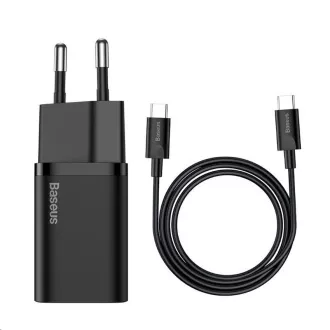 Baseus Super Si rychlonabíječka 1C 25W EU + kabel Type-C/Type-C 3A 1m černá Baseus Super Si rychlonabíječka 1C 25W EU + kabel Type-C/Type-C 3A 1m černá