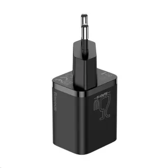 Baseus Super Si rychlonabíječka 1C 25W EU + kabel Type-C/Type-C 3A 1m černá Baseus Super Si rychlonabíječka 1C 25W EU + kabel Type-C/Type-C 3A 1m černá