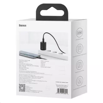 Baseus Super Si rychlonabíječka 1C 25W EU + kabel Type-C/Type-C 3A 1m černá Baseus Super Si rychlonabíječka 1C 25W EU + kabel Type-C/Type-C 3A 1m černá