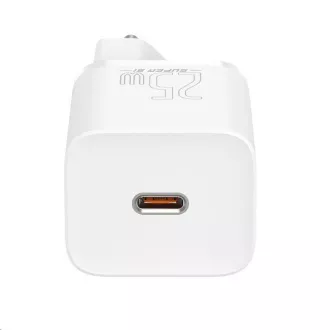 Baseus Super Si rychlonabíječka 1C 25W EU + kabel Type-C/Type-C 3A 1m bílá