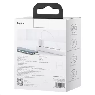 Baseus Super Si rychlonabíječka 1C 25W EU + kabel Type-C/Type-C 3A 1m bílá