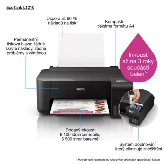 EPSON tiskárna ink EcoTank L1210, A4, 1440x5760dpi, 33ppm, USB EPSON tiskárna ink EcoTank L1210, A4, 1440x5760dpi, 33ppm, USB