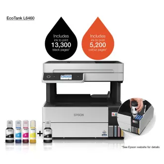 EPSON tiskárna ink EcoTank L6460, 3v1, A4, 1200x4800dpi, 37ppm, USB, Duplex, Záruka 5 let po registraci zdarma
