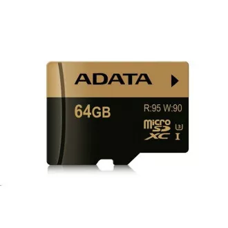 ADATA MicroSDXC karta 64GB Premier Pro UHS-I V30S (R:100/W:80 MB/s) + SD adaptér ADATA MicroSDXC karta 64GB Premier Pro UHS-I V30S (R:100/W:80 MB/s) + SD adaptér