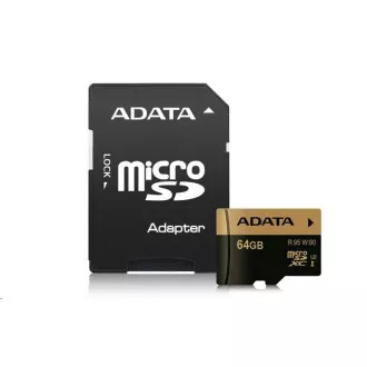ADATA MicroSDXC karta 64GB Premier Pro UHS-I V30S (R:100/W:80 MB/s) + SD adaptér ADATA MicroSDXC karta 64GB Premier Pro UHS-I V30S (R:100/W:80 MB/s) + SD adaptér