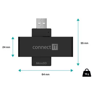 CONNECT IT USB čtečka eObčanek a čipových karet, černá CONNECT IT USB čtečka eObčanek a čipových karet, černá