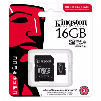 Kingston MicroSDHC karta 16GB Industrial C10 A1 pSLC Card + SD Adapter Kingston MicroSDHC karta 16GB Industrial C10 A1 pSLC Card + SD Adapter