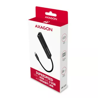 AXAGON HMC-GL3A, USB 3.2 Gen 1 hub, porty 3x USB-A + Gigabit Ethernet, kovový, kabel USB-C 20cm AXAGON HMC-GL3A, USB 3.2 Gen 1 hub, porty 3x USB-A + Gigabit Ethernet, kovový, kabel USB-C 20cm