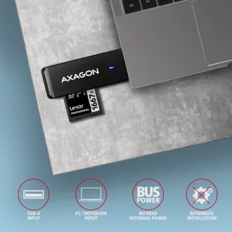AXAGON CRE-S2N, USB-A 3.2 Gen 1 - SUPERSPEED čtečka karet, 2-slot & lun SD/microSD, podpora UHS-I AXAGON CRE-S2N, USB-A 3.2 Gen 1 - SUPERSPEED čtečka karet, 2-slot & lun SD/microSD, podpora UHS-I