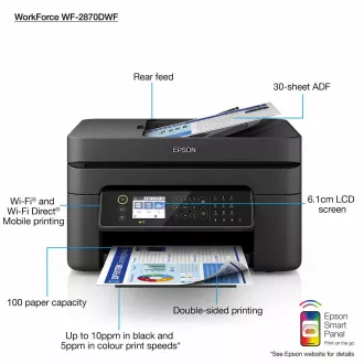EPSON tiskárna ink WorkForce WF-2870, A4, 5760x1440 dpi, 33 ppm, USB, WiFi, LAN, LCD EPSON tiskárna ink WorkForce WF-2870, A4, 5760x1440 dpi, 33 ppm, USB, WiFi, LAN, LCD