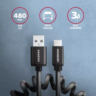 AXAGON BUCM-AM10TB, TWISTER kabel USB-C <-> USB-A, 0.6m, USB 2.0, 3A, ALU, tpe, černý AXAGON BUCM-AM10TB, TWISTER kabel USB-C <-> USB-A, 0.6m, USB 2.0, 3A, ALU, tpe, černý