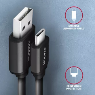 AXAGON BUCM-AM10TB, TWISTER kabel USB-C <-> USB-A, 0.6m, USB 2.0, 3A, ALU, tpe, černý AXAGON BUCM-AM10TB, TWISTER kabel USB-C <-> USB-A, 0.6m, USB 2.0, 3A, ALU, tpe, černý