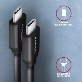 AXAGON BUCM-CM10TB, TWISTER kabel USB-C <-> USB-C, 0.6m, USB 2.0, PD 60W 3A, ALU, tpe, černý AXAGON BUCM-CM10TB, TWISTER kabel USB-C <-> USB-C, 0.6m, USB 2.0, PD 60W 3A, ALU, tpe, černý