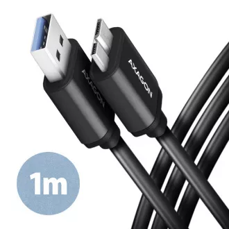 AXAGON BUMM3-AM10AB, SPEED kabel Micro-B USB <-> USB-A, 1m, USB 3.2 Gen 1, 3A, ALU, tpe, černý AXAGON BUMM3-AM10AB, SPEED kabel Micro-B USB <-> USB-A, 1m, USB 3.2 Gen 1, 3A, ALU, tpe, černý