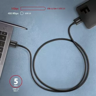 AXAGON BUMM3-AM10AB, SPEED kabel Micro-B USB <-> USB-A, 1m, USB 3.2 Gen 1, 3A, ALU, tpe, černý AXAGON BUMM3-AM10AB, SPEED kabel Micro-B USB <-> USB-A, 1m, USB 3.2 Gen 1, 3A, ALU, tpe, černý