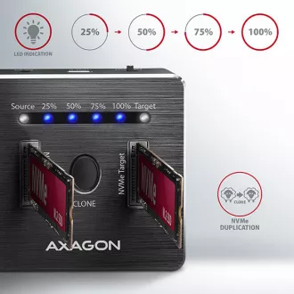AXAGON ADSA-M2C, USB-C 10Gbps dokovací stanice pro 2× M.2 NVMe SSD s funkcí klonování AXAGON ADSA-M2C, USB-C 10Gbps dokovací stanice pro 2× M.2 NVMe SSD s funkcí klonování
