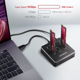 AXAGON ADSA-M2C, USB-C 10Gbps dokovací stanice pro 2× M.2 NVMe SSD s funkcí klonování AXAGON ADSA-M2C, USB-C 10Gbps dokovací stanice pro 2× M.2 NVMe SSD s funkcí klonování