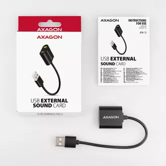 AXAGON ADA-12, USB 2.0 - externí zvuková karta, 48kHz/16-bit stereo, kovová, kabel USB-A 15 cm AXAGON ADA-12, USB 2.0 - externí zvuková karta, 48kHz/16-bit stereo, kovová, kabel USB-A 15 cm