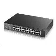Zyxel GS1900-24E 24-port Desktop Gigabit Web Smart switch: 24x Gigabit metal, IPv6, 802.3az (Green), fanless, rack kit