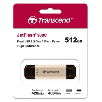TRANSCEND Flash Disk 512GB JetFlash®930C, TLC, USB 3.2/USB Type C (R:420/W:400 MB/s) černý TRANSCEND Flash Disk 512GB JetFlash®930C, TLC, USB 3.2/USB Type C (R:420/W:400 MB/s) černý