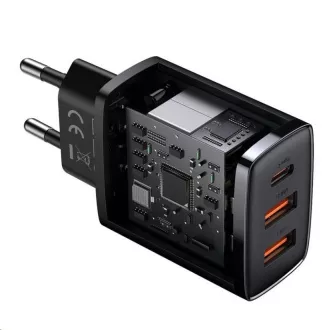 Baseus kompaktní rychlonabíjecí adaptér 2x USB-A, 1x Type-C 30W černá Baseus kompaktní rychlonabíjecí adaptér 2x USB-A, 1x Type-C 30W černá