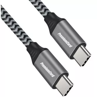PREMIUMCORD Kabel USB-C M/M, 100W 20V/5A 480Mbps bavlněný oplet, 1, 5m PREMIUMCORD Kabel USB-C M/M, 100W 20V/5A 480Mbps bavlněný oplet, 1, 5m