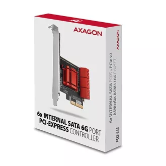 AXAGON PCES-SA6, PCIe řadič - 6x interní SATA 6G port, ASM1166, SP & LP AXAGON PCES-SA6, PCIe řadič - 6x interní SATA 6G port, ASM1166, SP & LP