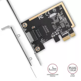 AXAGON PCEE-GRF, PCIe síťová karta - 1x Gigabit Ethernet port (RJ-45), Realtek 8111F, vč. LP AXAGON PCEE-GRF, PCIe síťová karta - 1x Gigabit Ethernet port (RJ-45), Realtek 8111F, vč. LP