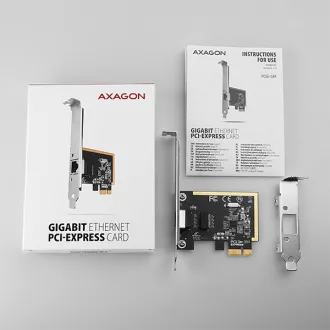 AXAGON PCEE-GRF, PCIe síťová karta - 1x Gigabit Ethernet port (RJ-45), Realtek 8111F, vč. LP AXAGON PCEE-GRF, PCIe síťová karta - 1x Gigabit Ethernet port (RJ-45), Realtek 8111F, vč. LP