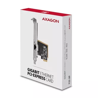 AXAGON PCEE-GRF, PCIe síťová karta - 1x Gigabit Ethernet port (RJ-45), Realtek 8111F, vč. LP AXAGON PCEE-GRF, PCIe síťová karta - 1x Gigabit Ethernet port (RJ-45), Realtek 8111F, vč. LP
