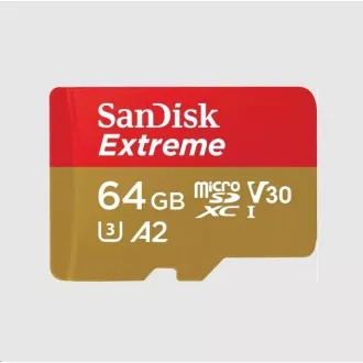 SanDisk micro SDXC karta 64GB Extreme (170 MB/s Class 10, UHS-I U3 V30) + adaptér SanDisk micro SDXC karta 64GB Extreme (170 MB/s Class 10, UHS-I U3 V30) + adaptér