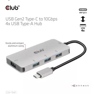 Club3D hub USB-C Gen2 na 10Gbps 4x USB Type-A Hub Club3D hub USB-C Gen2 na 10Gbps 4x USB Type-A Hub