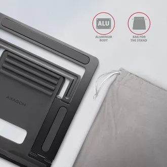 AXAGON STND-L, kovový stojan pro notebooky 10"-17.3", 4 nastavitelné výšky, šedý AXAGON STND-L, kovový stojan pro notebooky 10"-17.3", 4 nastavitelné výšky, šedý