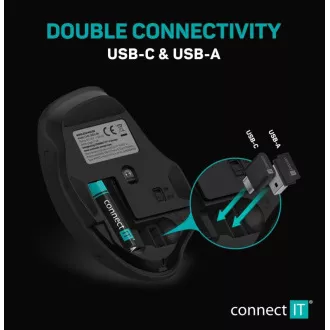 CONNECT IT Dual SmartSwitch bezdrátová myš, USB-A + C (+1x AA baterie zdarma), šedá CONNECT IT Dual SmartSwitch bezdrátová myš, USB-A + C (+1x AA baterie zdarma), šedá