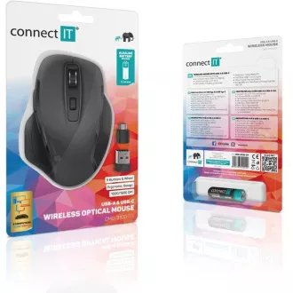 CONNECT IT Dual SmartSwitch bezdrátová myš, USB-A + C (+1x AA baterie zdarma), šedá CONNECT IT Dual SmartSwitch bezdrátová myš, USB-A + C (+1x AA baterie zdarma), šedá