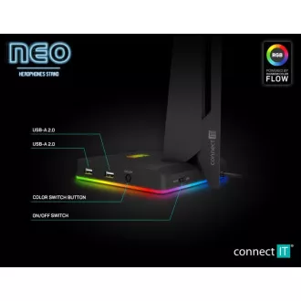 CONNECT IT NEO Stand-It RGB stojánek na sluchátka + USB hub, černá CONNECT IT NEO Stand-It RGB stojánek na sluchátka + USB hub, černá