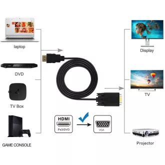 PremiumCord kabel s HDMI na VGA převodníkem, 2m PremiumCord kabel s HDMI na VGA převodníkem, 2m
