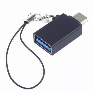 PremiumCord adaptér USB-C male - USB3.0 A female, OTG, černý s očkem na zavěšení PremiumCord adaptér USB-C male - USB3.0 A female, OTG, černý s očkem na zavěšení