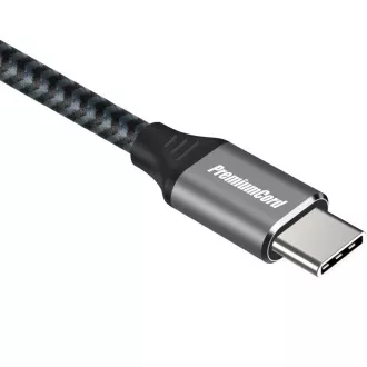 PremiumCord kabel USB-C (USB 3.2 GEN 2, 5A, 100W, 20Gbit/s) bavlněný oplet, 2m PremiumCord kabel USB-C (USB 3.2 GEN 2, 5A, 100W, 20Gbit/s) bavlněný oplet, 2m