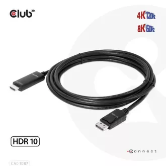 Club3D kabel DP 1.4 na HDMI, 4K120Hz nebo 8K60Hz HDR10, M/M, 3m Club3D kabel DP 1.4 na HDMI, 4K120Hz nebo 8K60Hz HDR10, M/M, 3m