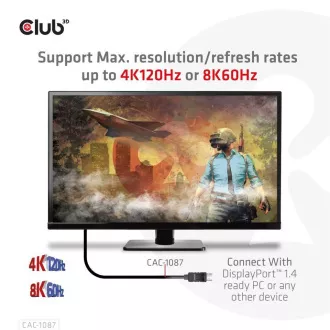 Club3D kabel DP 1.4 na HDMI, 4K120Hz nebo 8K60Hz HDR10, M/M, 3m Club3D kabel DP 1.4 na HDMI, 4K120Hz nebo 8K60Hz HDR10, M/M, 3m