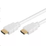 PremiumCord HDMI High Speed + Ethernet kabel, bílý, zlacené konektory, 5m